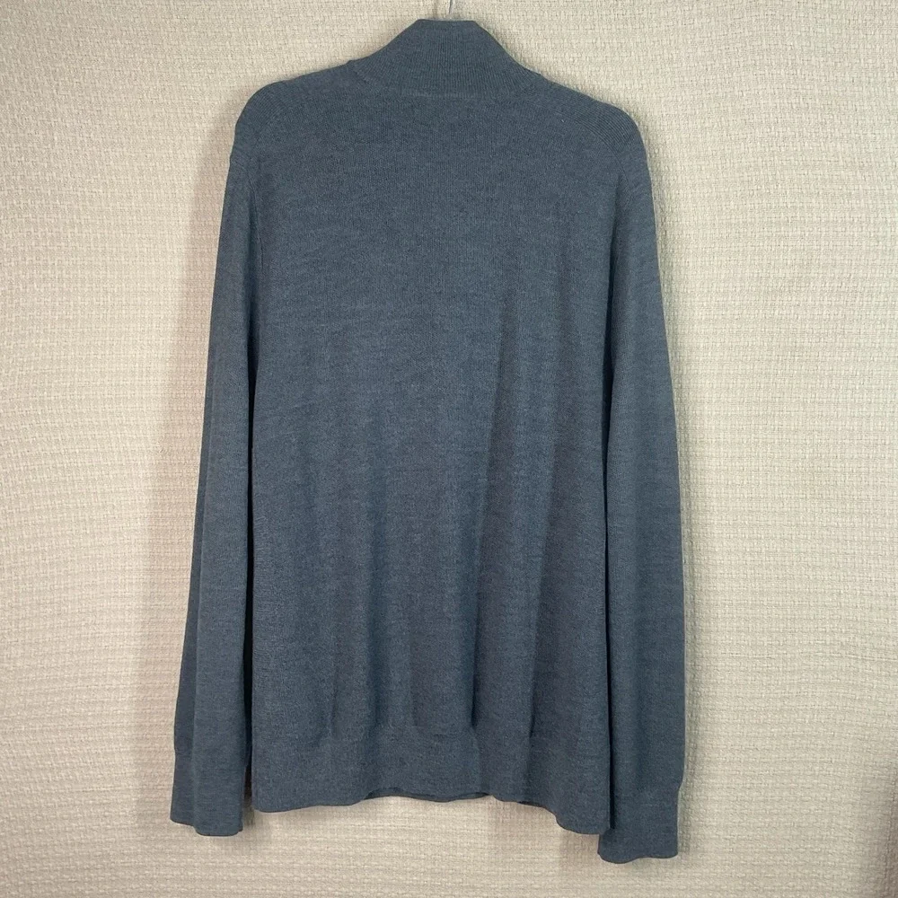 NWOT Banana Republic Sweater Mens XL Gray Wool Blend Henley Mock‎ Neck Grid Knit